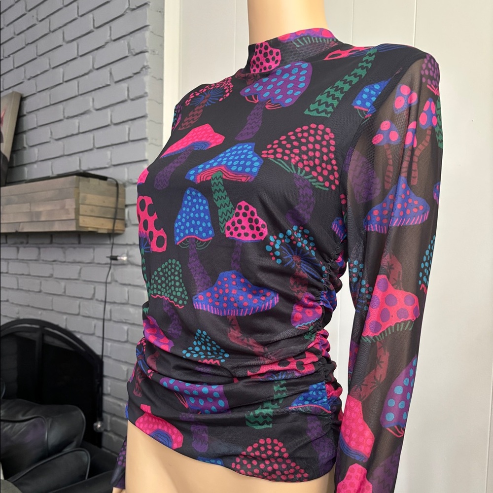 FARM Rio Multicolor Mushroom Print Blouse